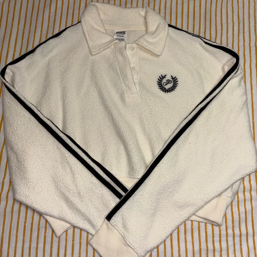 PINK cropped fleece sweatshirt